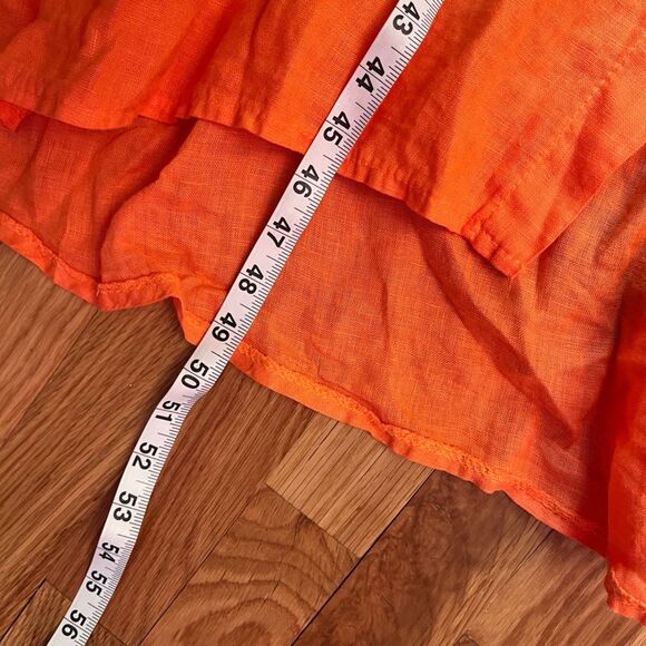 Venti6 Vibrant Orange Button-Up Linen Maxi Dress Size S Vacation Resort Beach - Picture 4 of 5